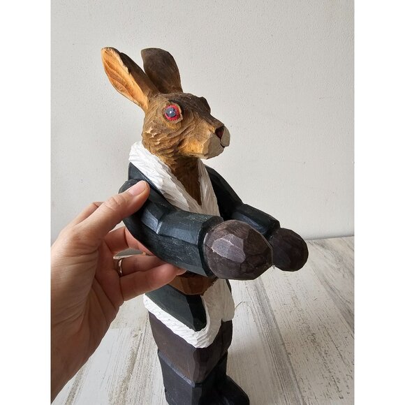 Wooden jointed bunny rabbit shabby chic unique Easter spring decor vintage style - Picture 6 of 9